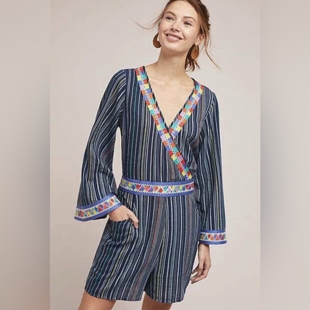 Anthropologie LAIA Embroidered Multicolored Romper XS